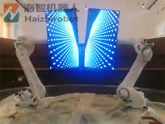 LED顯示屏工業(yè)機(jī)器人聯(lián)機(jī)協(xié)作合屏項(xiàng)目完工！